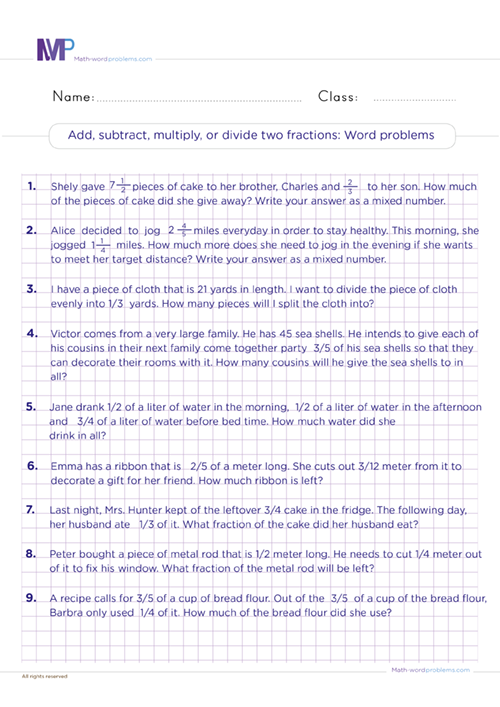 adding-subtracting-multiplying-and-dividing-fractions-word-problems worksheet